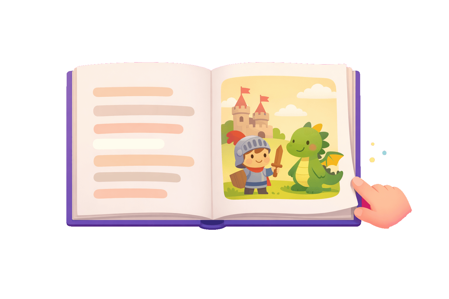 Illustration showing reading and page turning